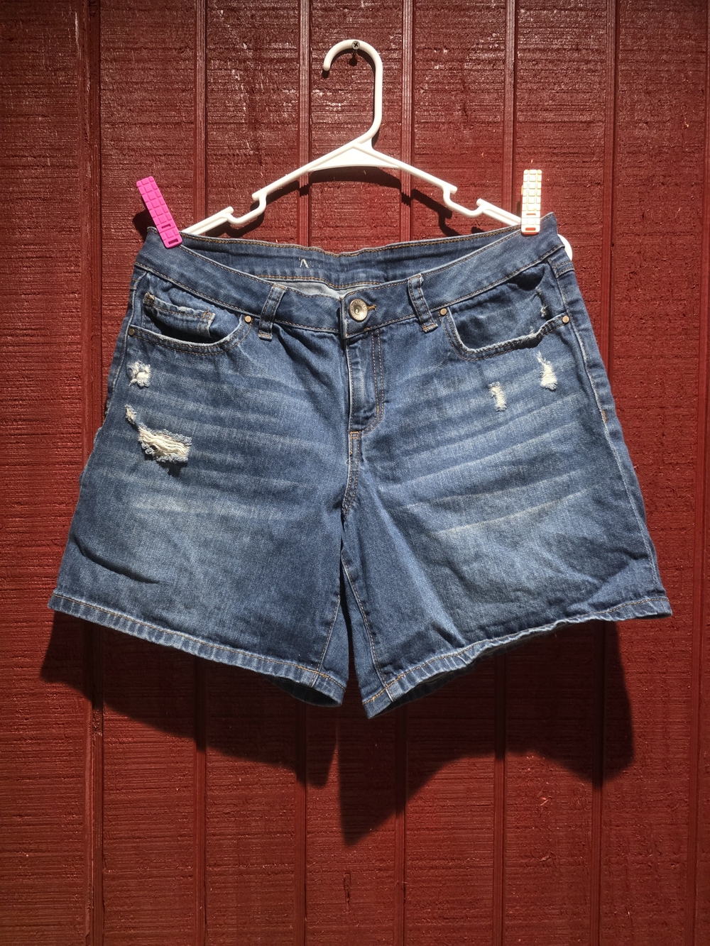 Natural Reflections Blue Distressed Denim Jean Shorts